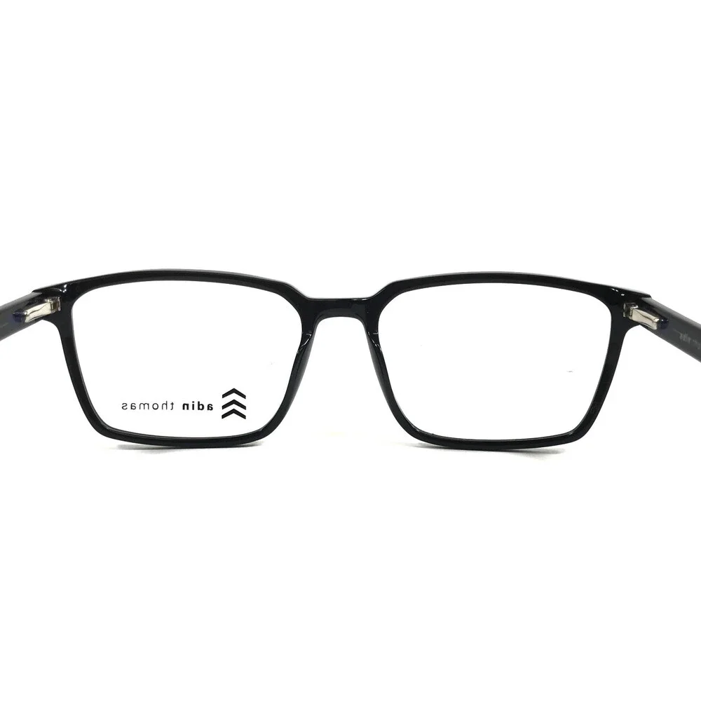 Adin Thomas Eyeglasses Frames AT-514 C1 Shiny Black Rectangle Full Rim 55-17-148